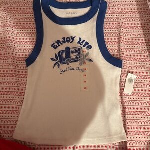 Old Navy White & Blue 'Enjoy Life' Graphic Tank Top - Kids
